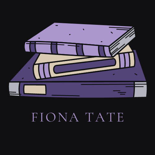 A stack of three books with my name Fiona Tate underneath it